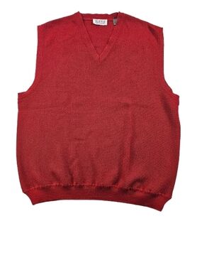 Tuttle Baby Alpaca Wool‎ Ribbed Sweater Vest Mens Size L Red V-Neck 100% Alpaca
